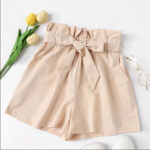 Shorts Pants Women’s Elastic Waist Tie Size S Beige NEW